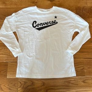 White Converse longs leave crew neck t-shirt, size XS